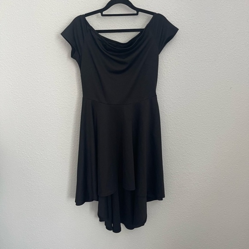 Black Fit and Flare High-Low Cocktail Dress